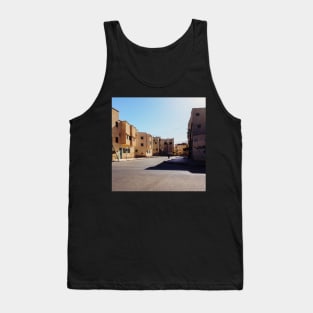 Man Riding Bicycle Through Moroccan Suburb Tank Top